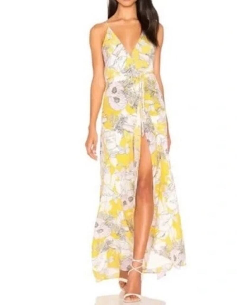 Yumi Kim Rush Hour Wrap Maxi Dress in Bora Bora Floral Yellow Medium